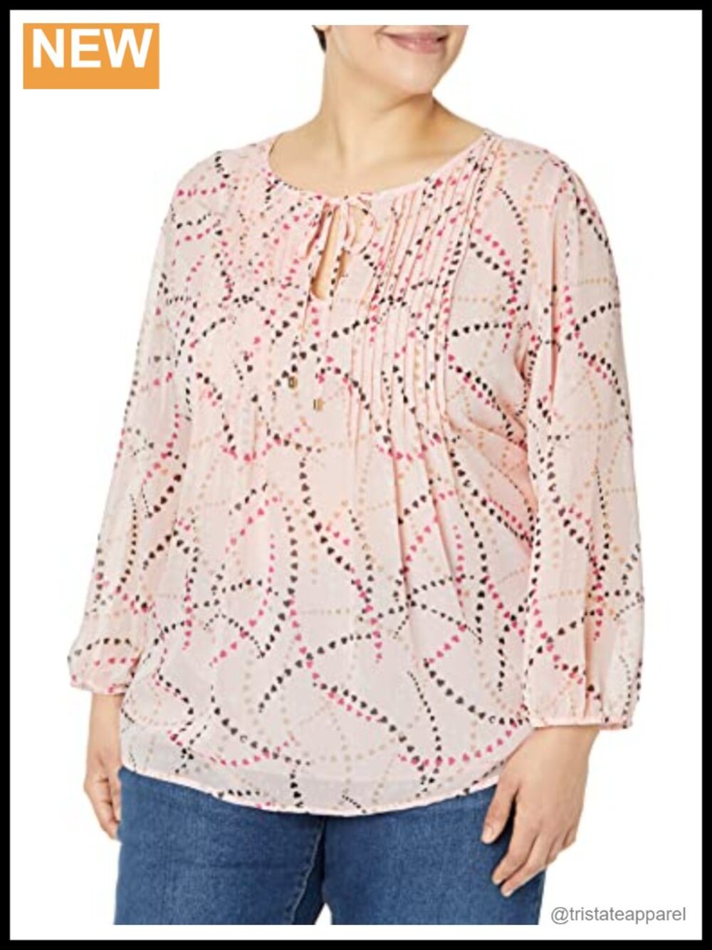 Tommy Hilfiger Women's Pintuck Blouse, Long Sleeve, Peasant Top, Polyester,